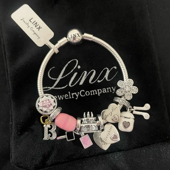 Linx Snake Chain Bracelet with Daughter and 13th Birthday Themed Charms - Picture 5 of 9